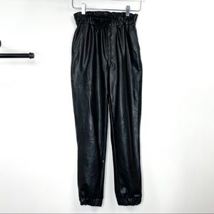 Abercrombie and Fitch Black Faux Leather Paperbag Jogger Pants XS